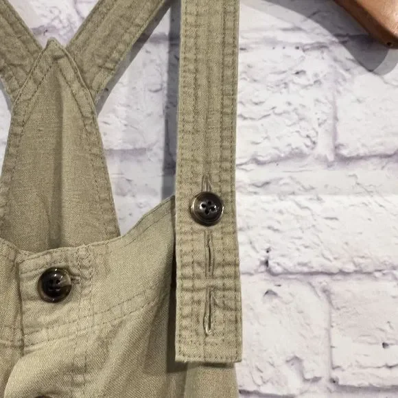 Urban Outfitters Boho Linen Shortall Overalls Quay Olive Green‎ Large NWT - Picture 7 of 12